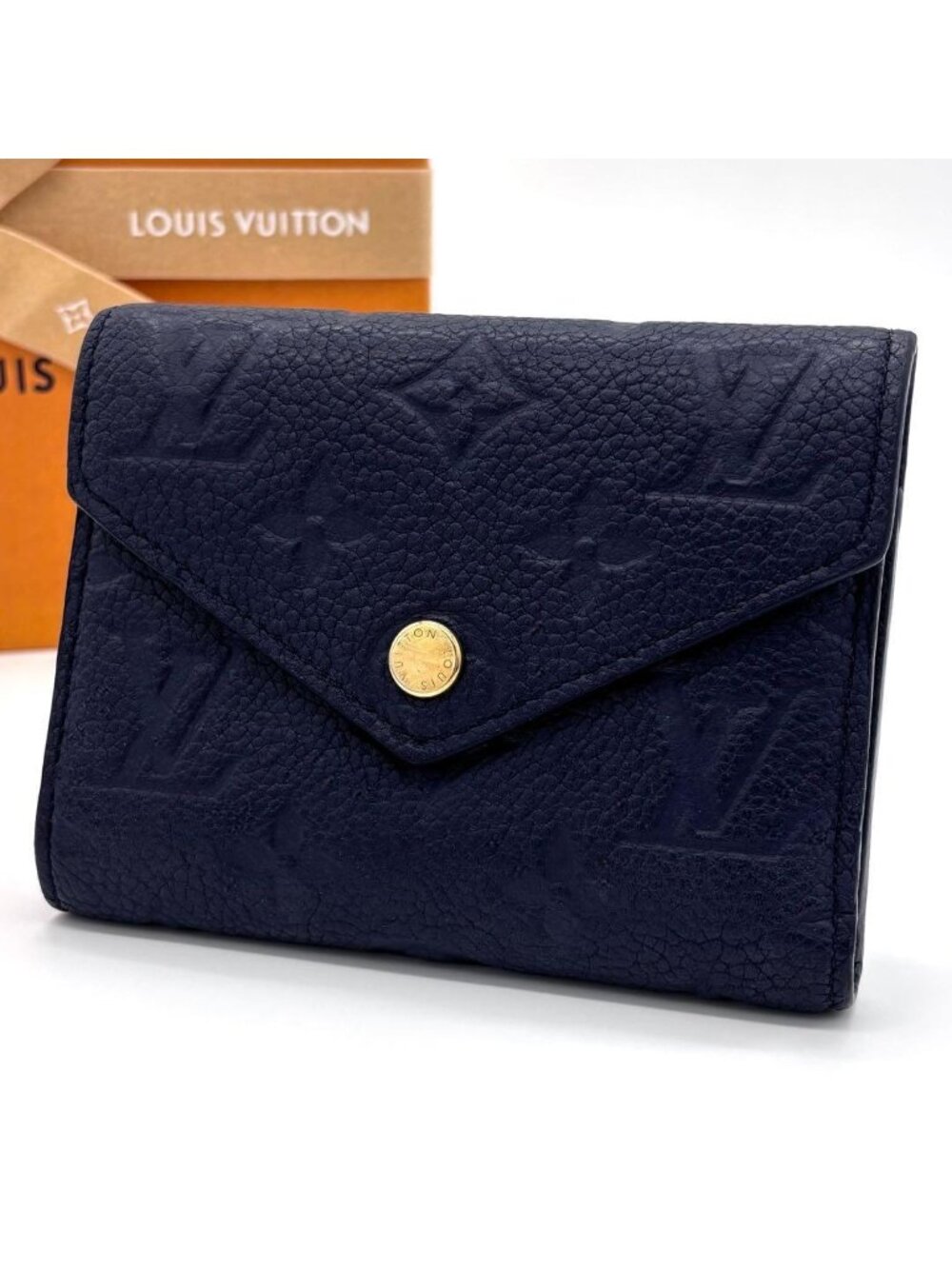 Louis Vuitton Monogram Empreinte Portefeuille Victorine Navy Wallet